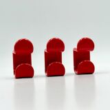 Patères murales Ambrogio Rossari pour Gedy, rouge brillant, lot de 3