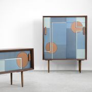 Mid-Century Modern Scandinavian Hand-Painted Birch Cabinet, 1960s