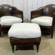 Art Deco period club lounge in leather and fabric seating