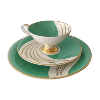 Tasse a thé et son assiette a dessert vintage style Art déco