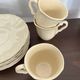 Ivory ribbed café service 7 cups Sarreguemines