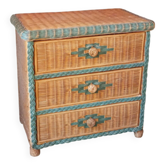 Commode en rotin bicolore