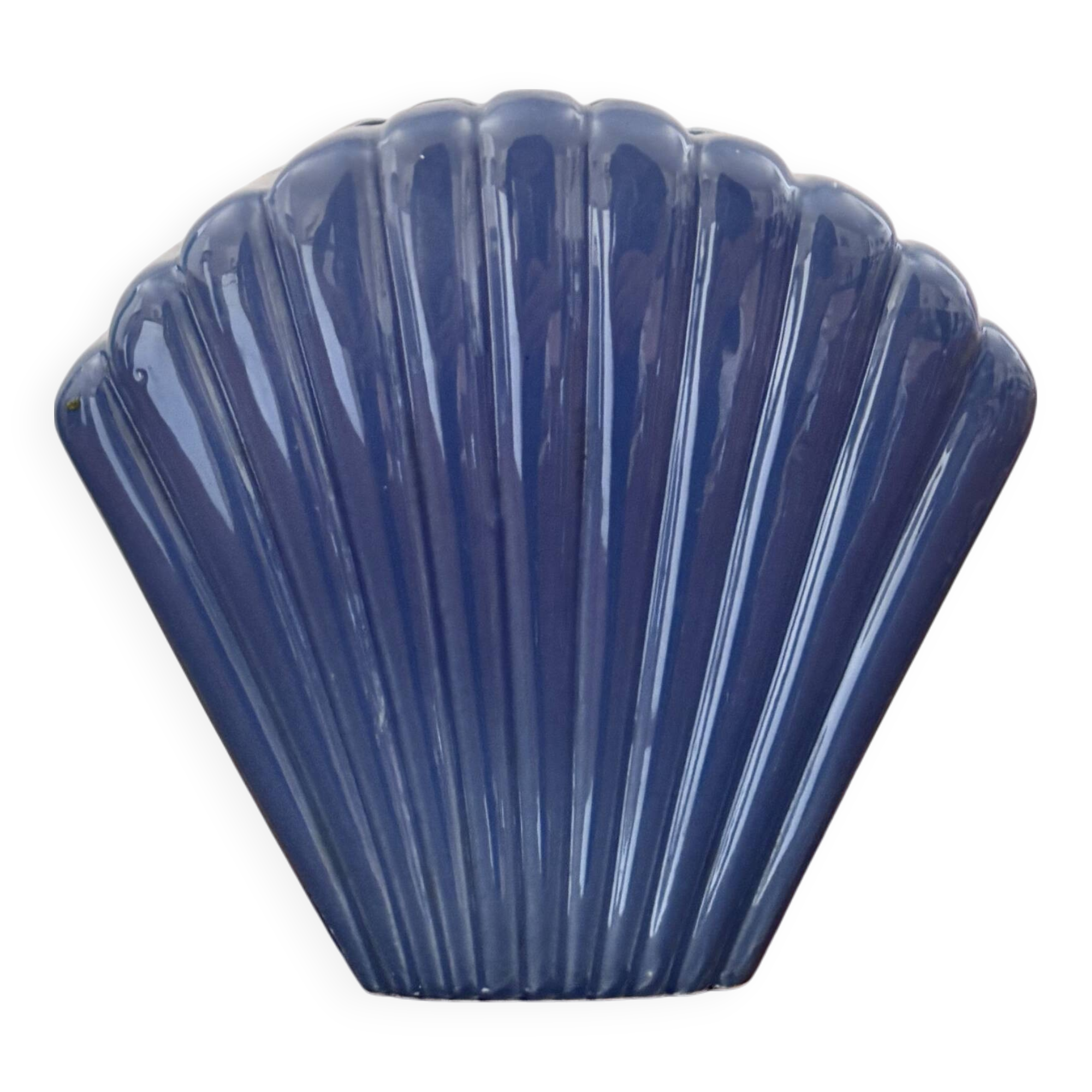 Blue ceramic shell vase