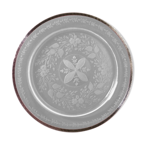 Assiette en cristal et argent massif