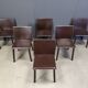 Vintage brown leather dining chairs, set of 6, 1980s