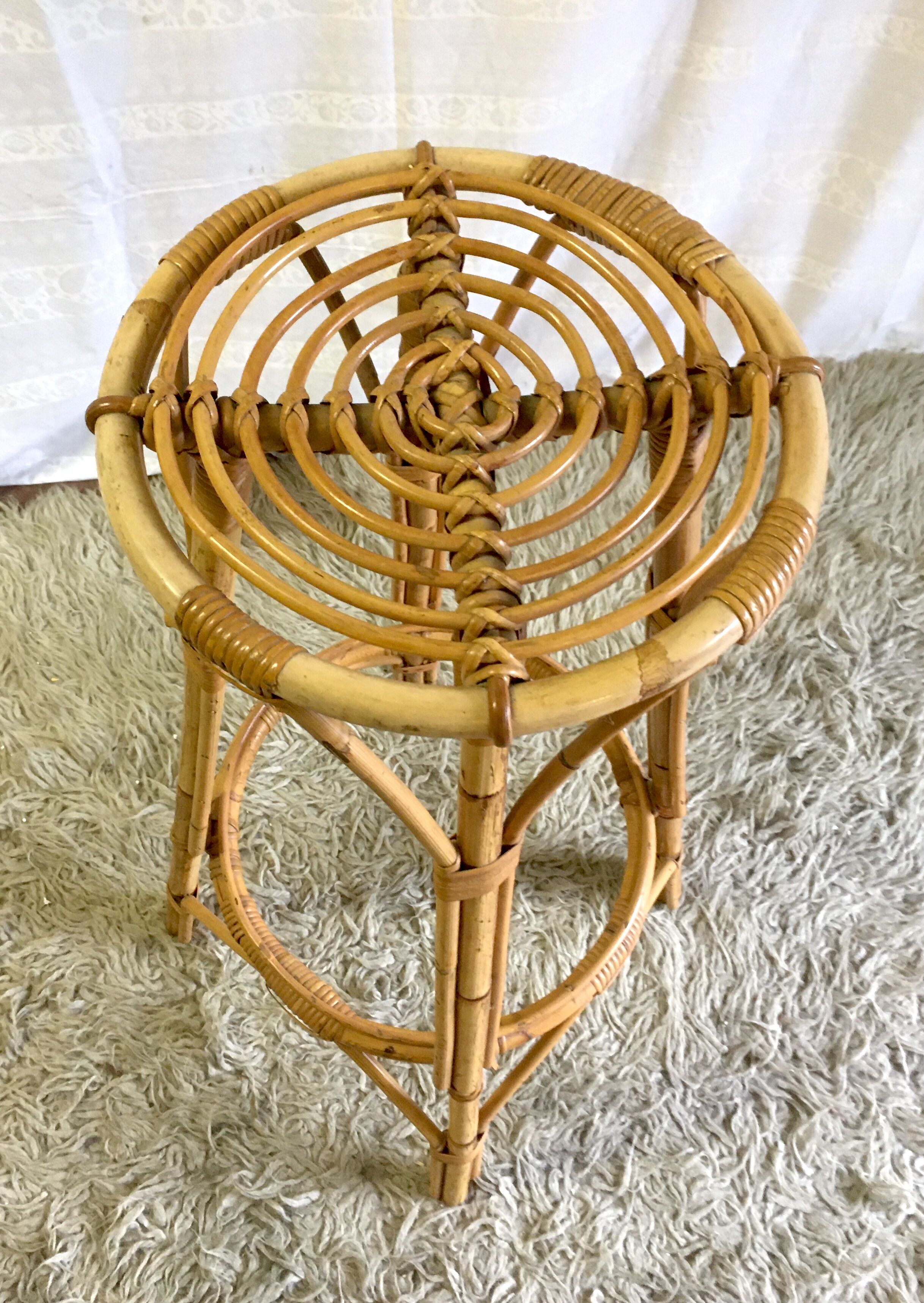 Bar stool in rattan and bamboo - 60s