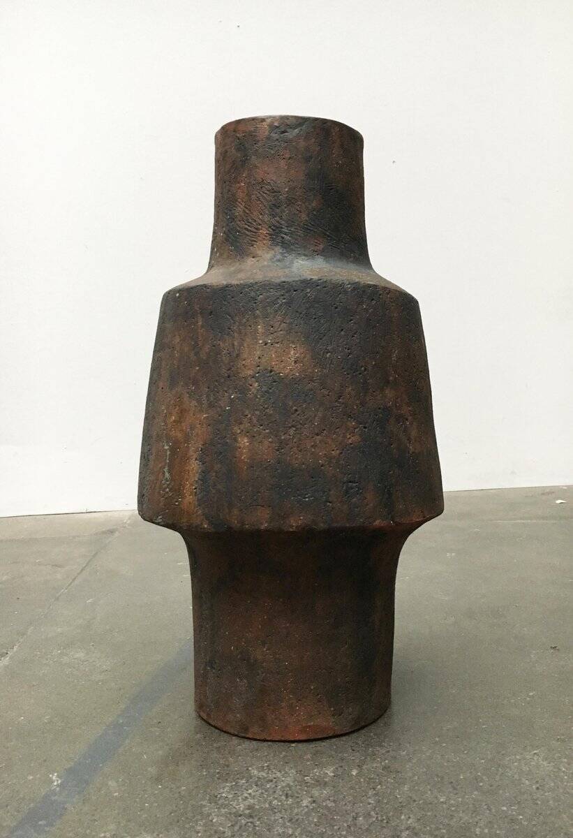Brutalist ceramic vase in German mid-century style by Gerhard Liebenthron, 1969.