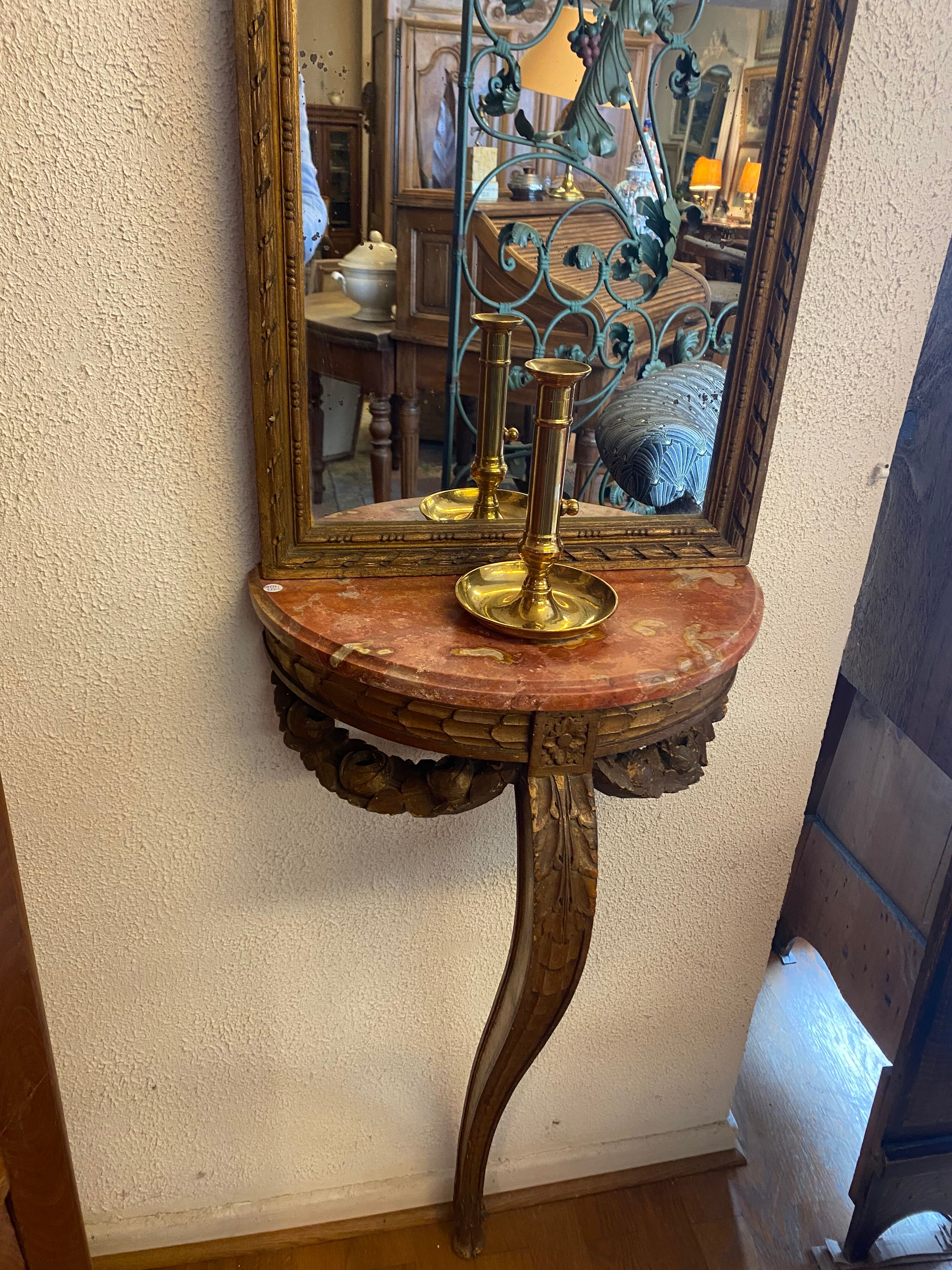 Console and trumeau, Louis XVI style in gilded wood