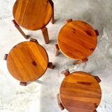 tabourets vintage en bois massif – design scandinave empilabl