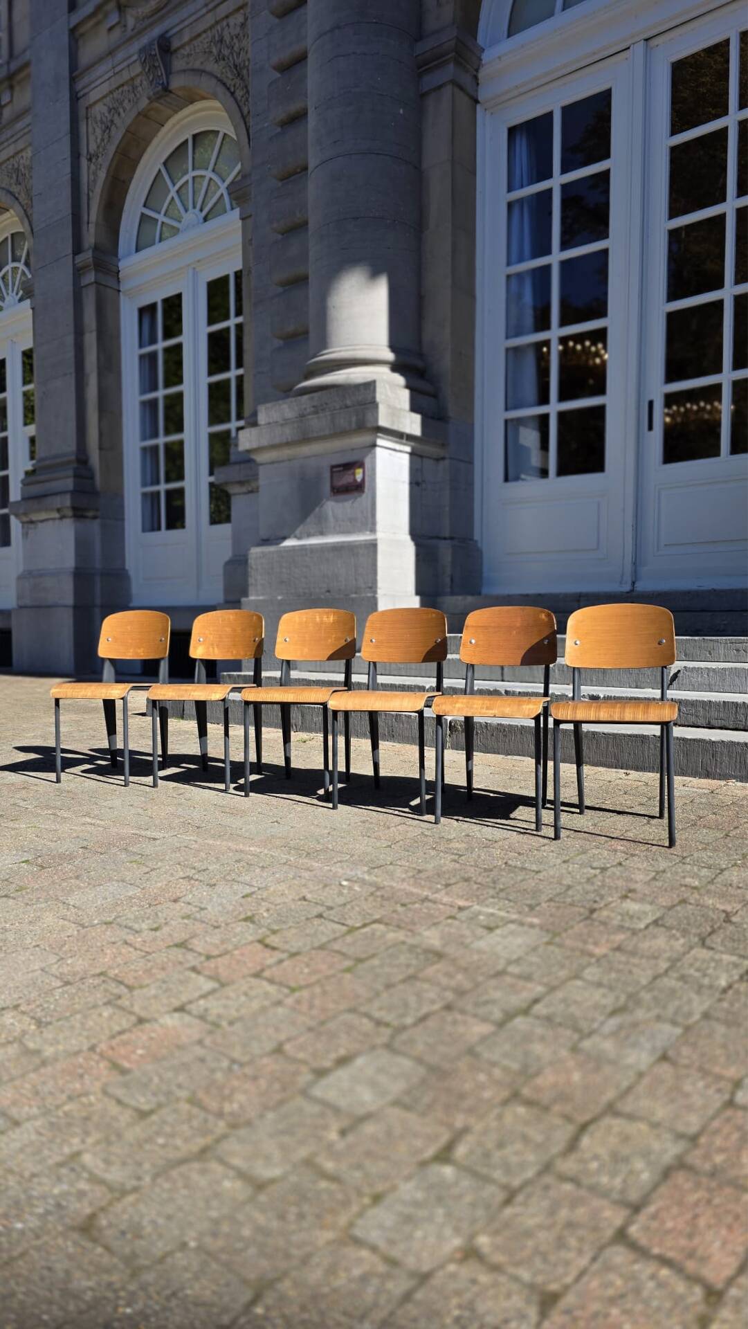 Set of 6 Métropole chairs no. 305 numbered by Jean Prouvé.