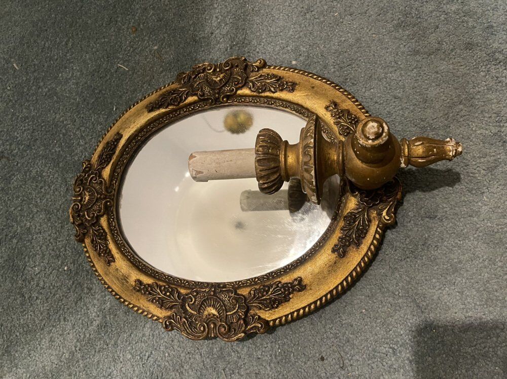 Italian gold gilded wooden mirror sconce, 1950s