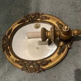 Italian gold gilded wooden mirror sconce, 1950s