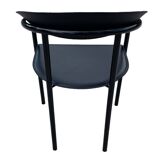 Lot of 5 black chairs from the 80s - Italian design