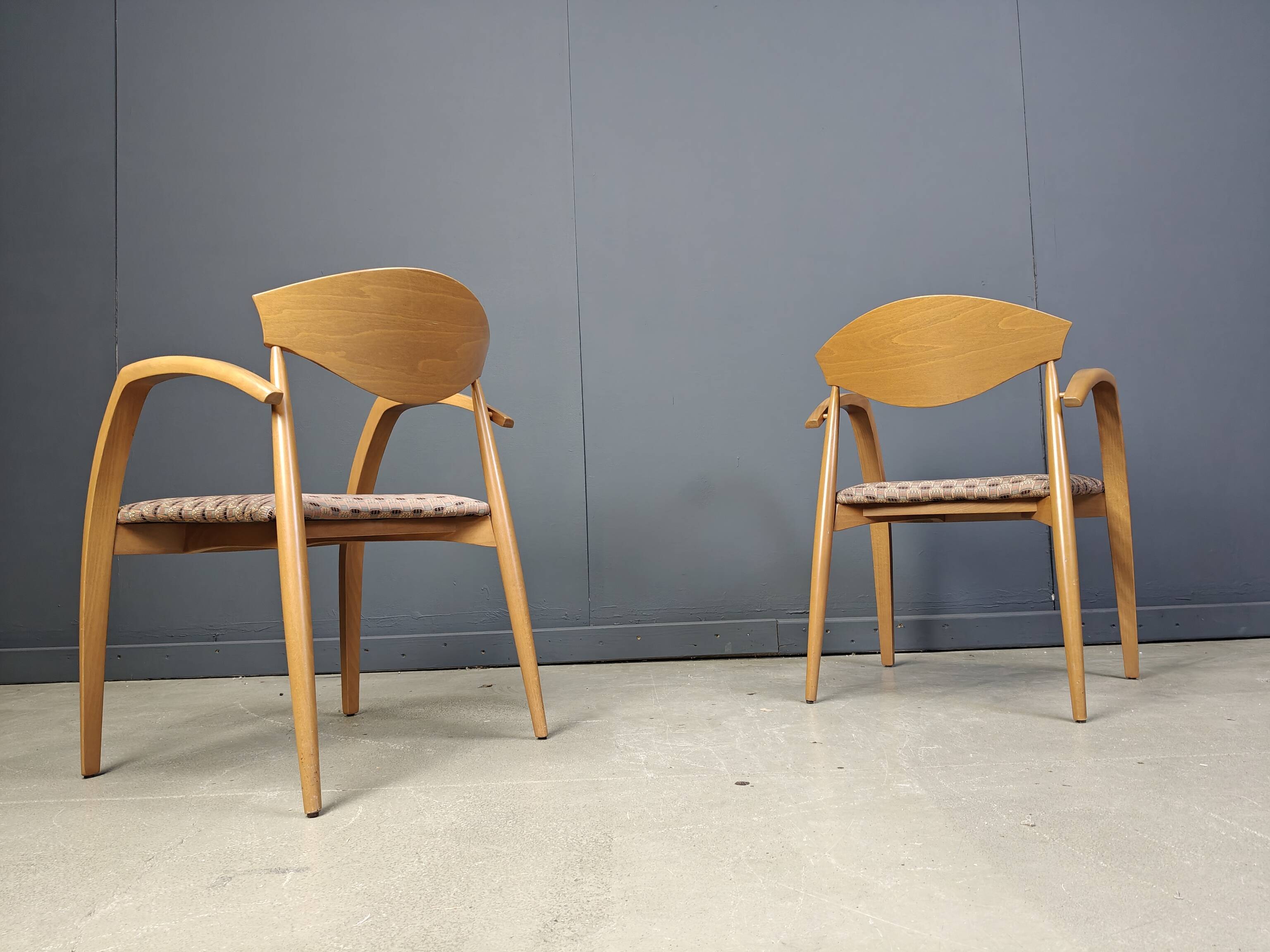 Vintage spanish wooden  armchairs, 1990s set of 6
