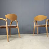 Fauteuils espagnols vintage en bois, lot de 6, années 1990