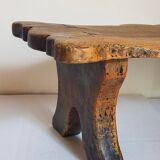 Old footstool in solid wood 19th century