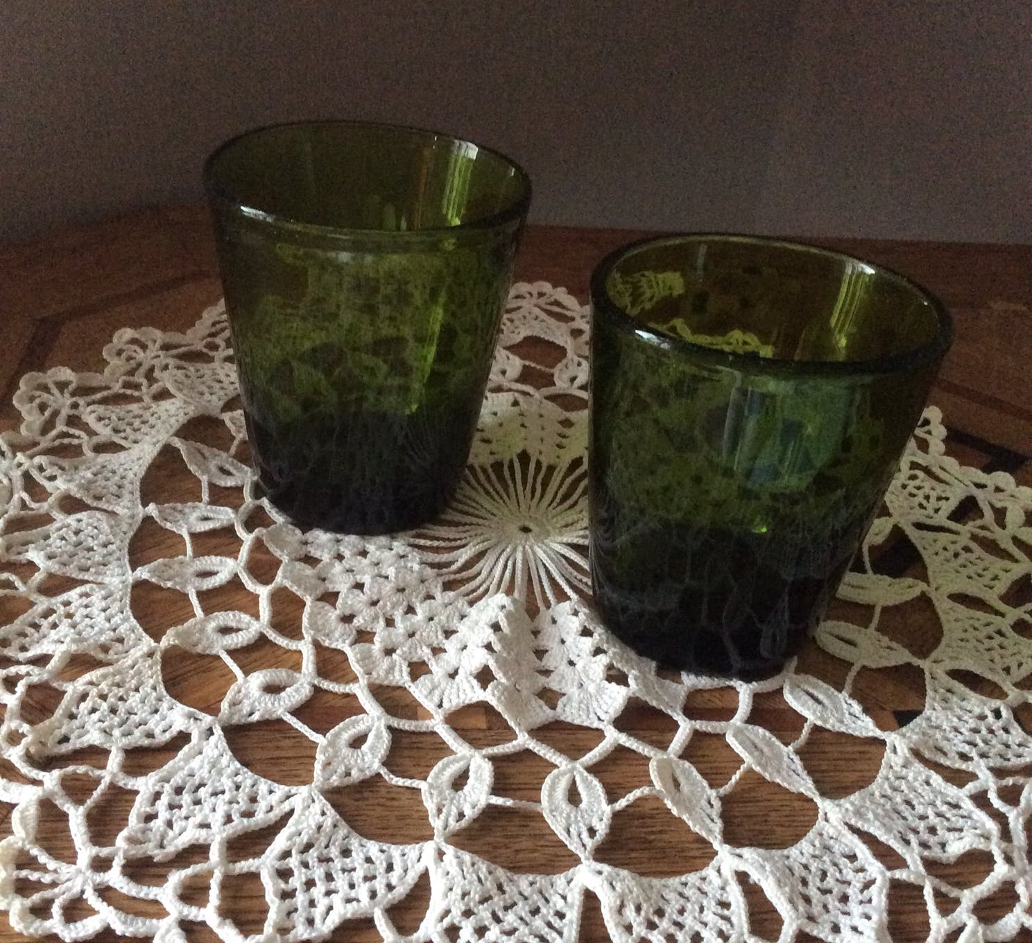 Two thick glasses, vintage