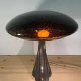 Art Deco organic mushroom bronze Murano bubble glass desk lamp
