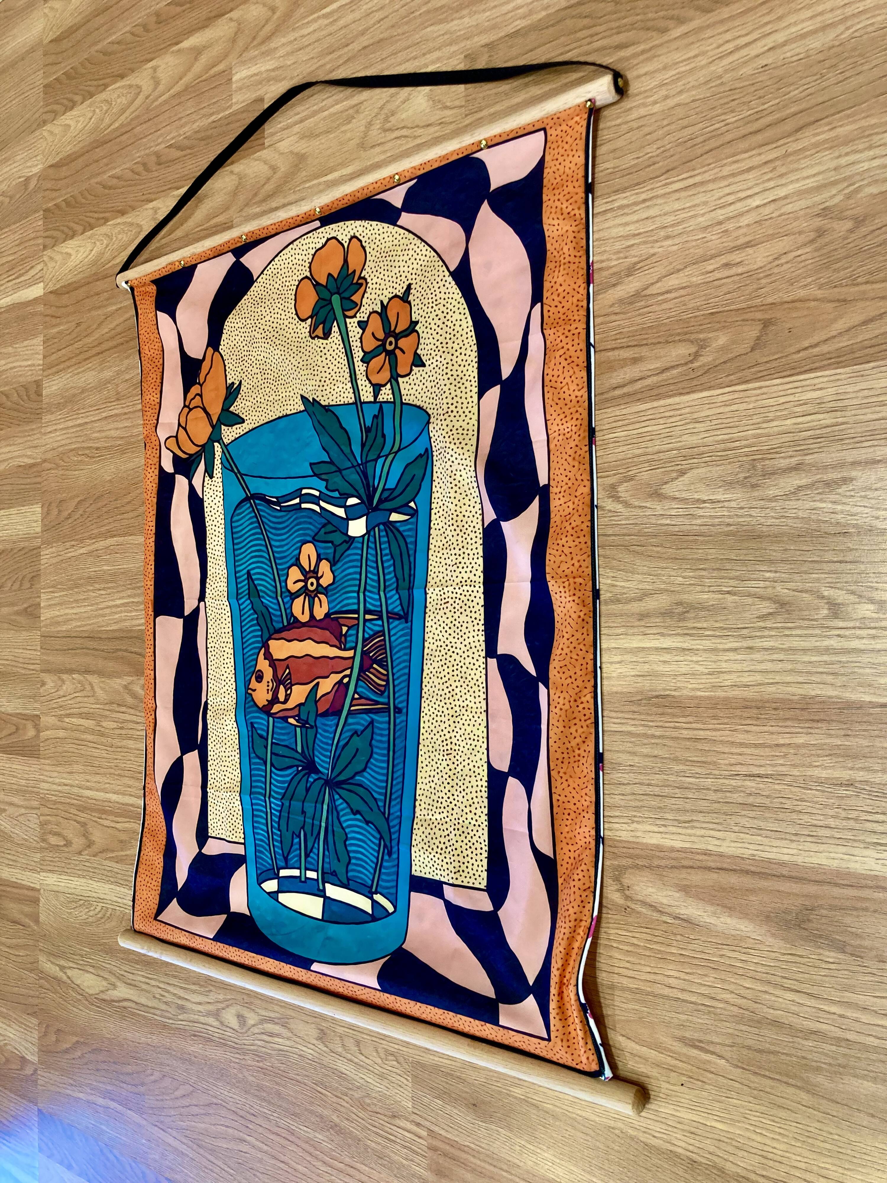 Large silk hanging decoration.