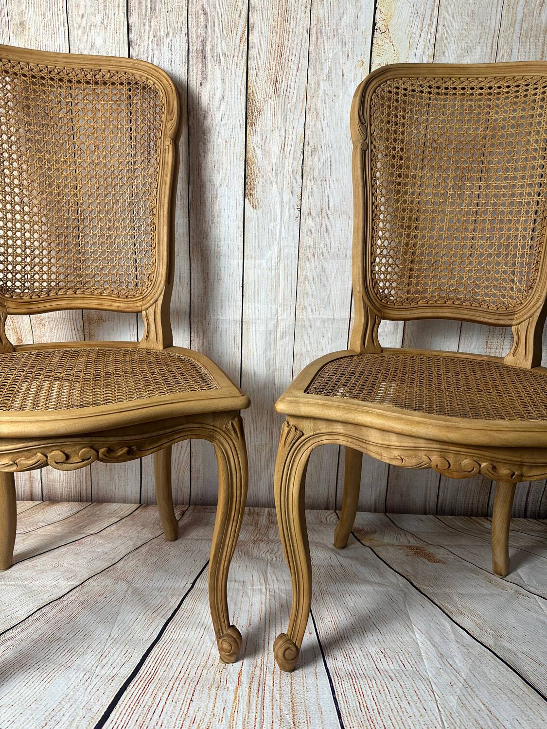 Set of 3 antique caned chairs – Louis XV style