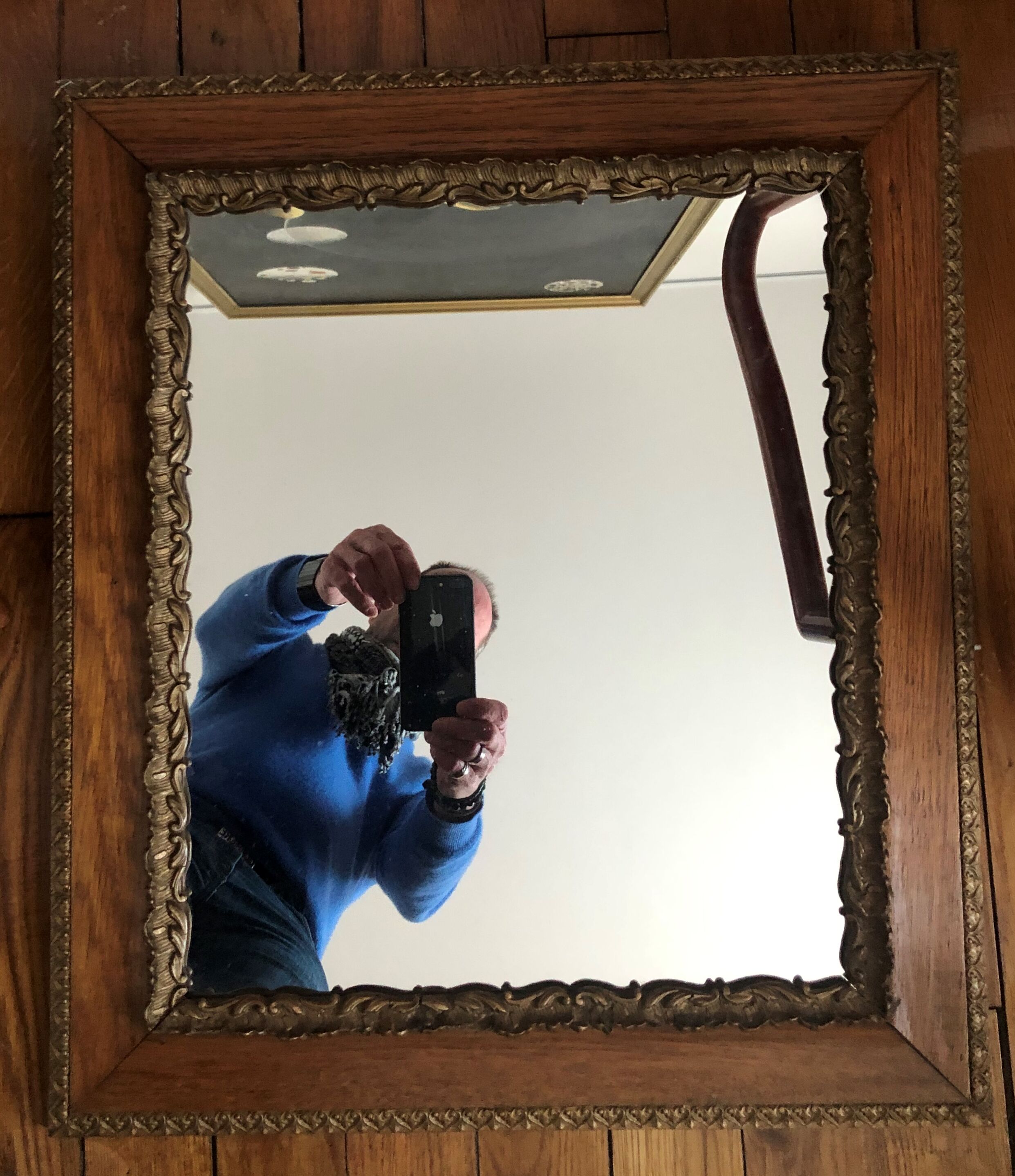 Carved wooden mirror 47x54cm