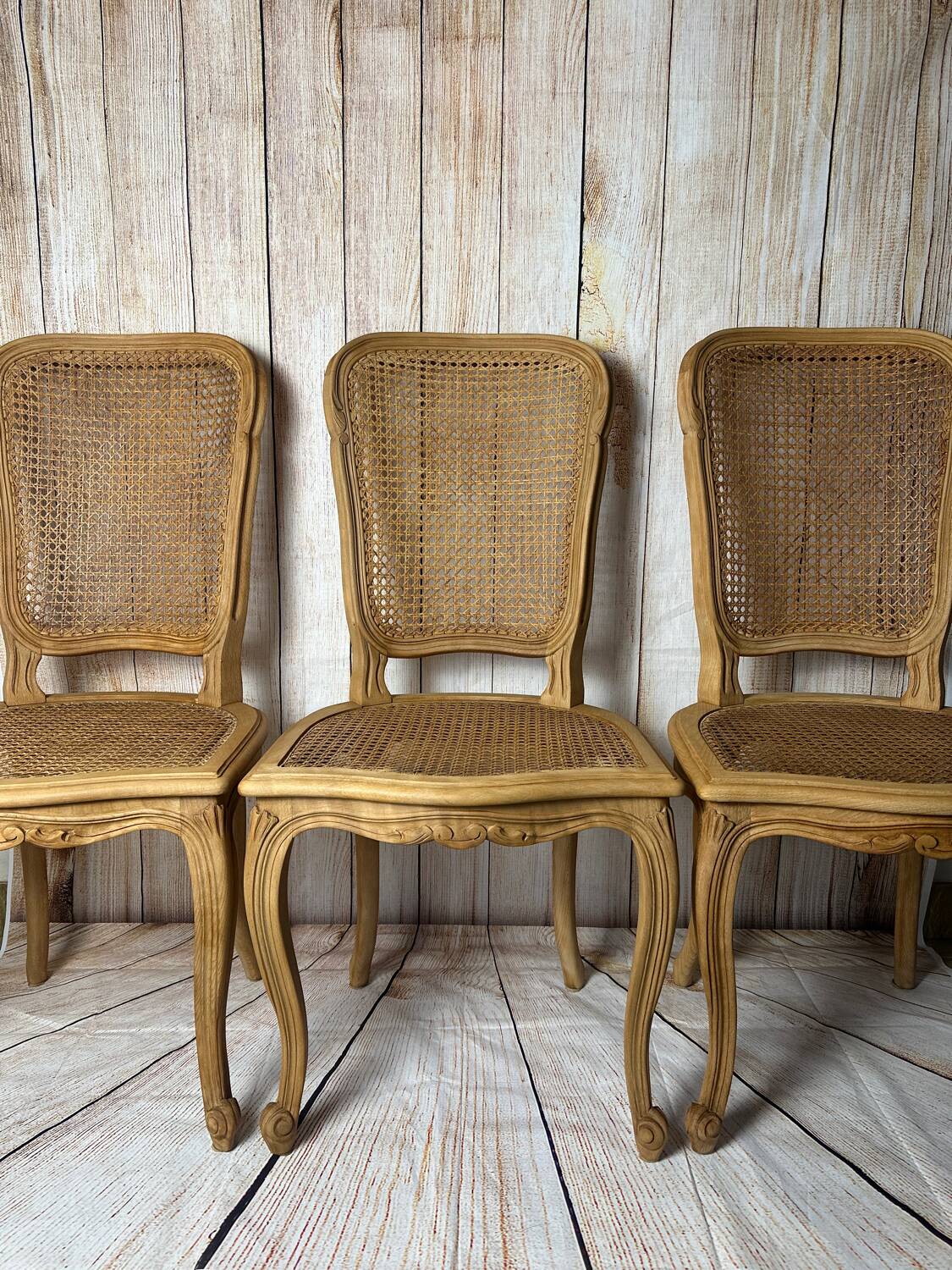Set of 3 antique caned chairs – Louis XV style