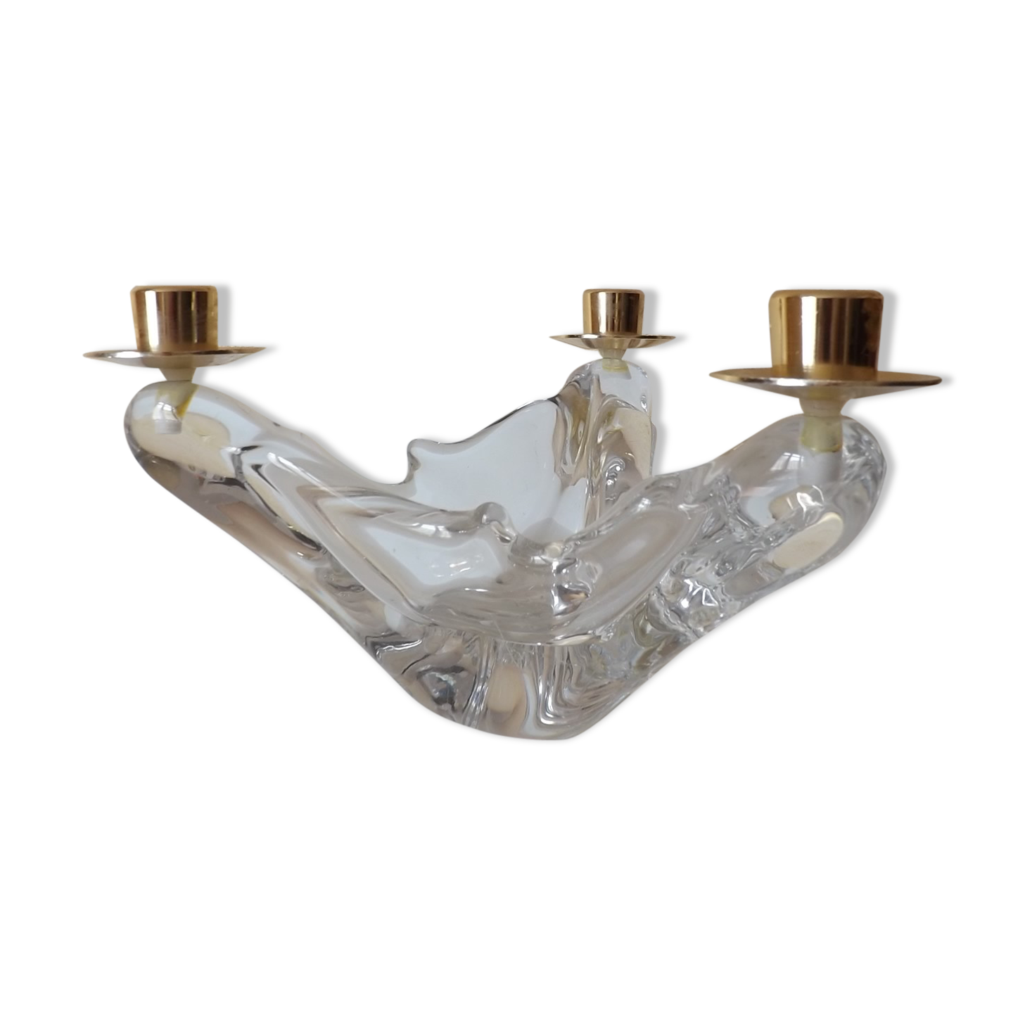Candlestick in crystal signed Schneider vintage 1970