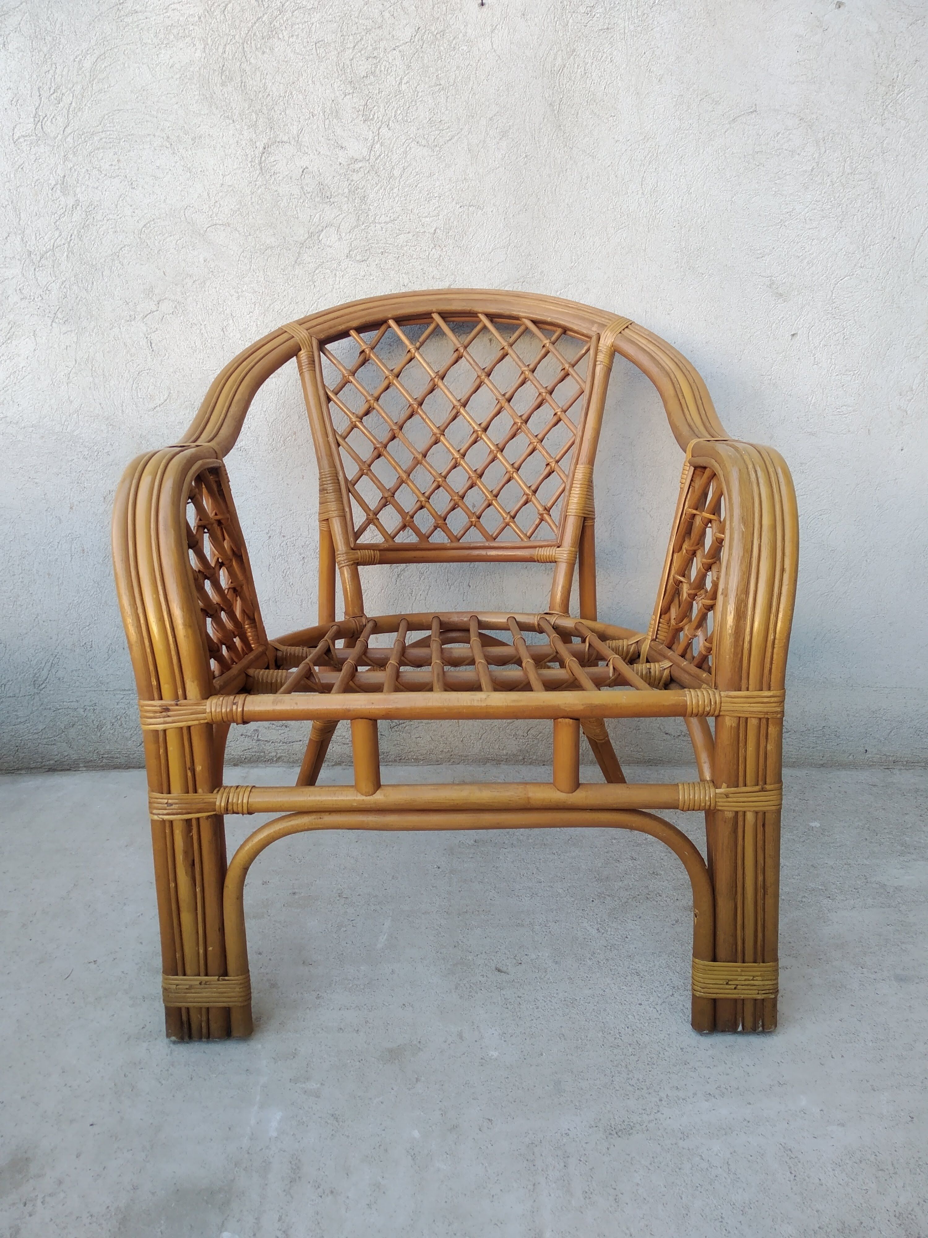Pair of vintage rattan armchairs