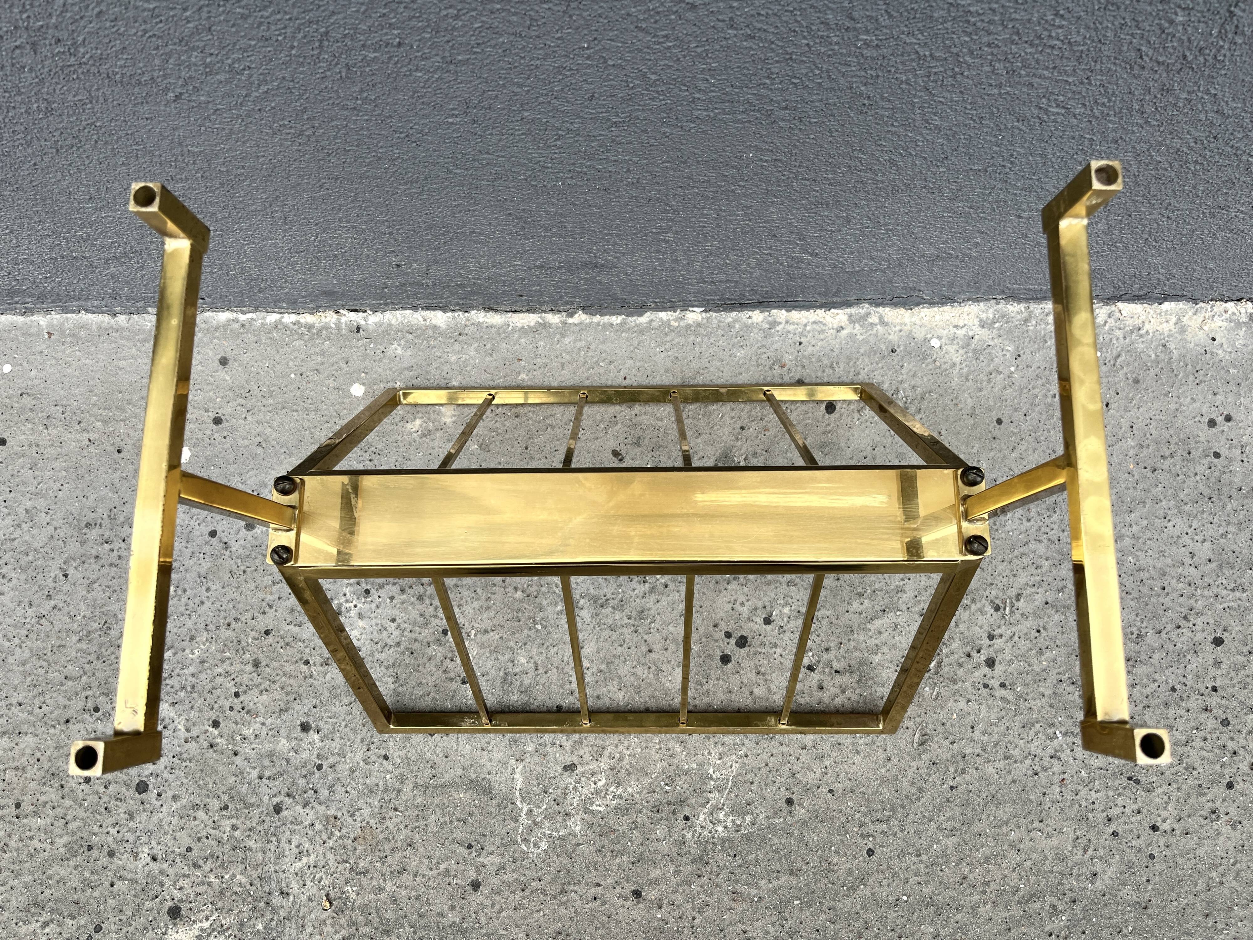 50s brass magazine rack, vintage design magazine rack