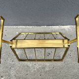 50s brass magazine rack, vintage design magazine rack