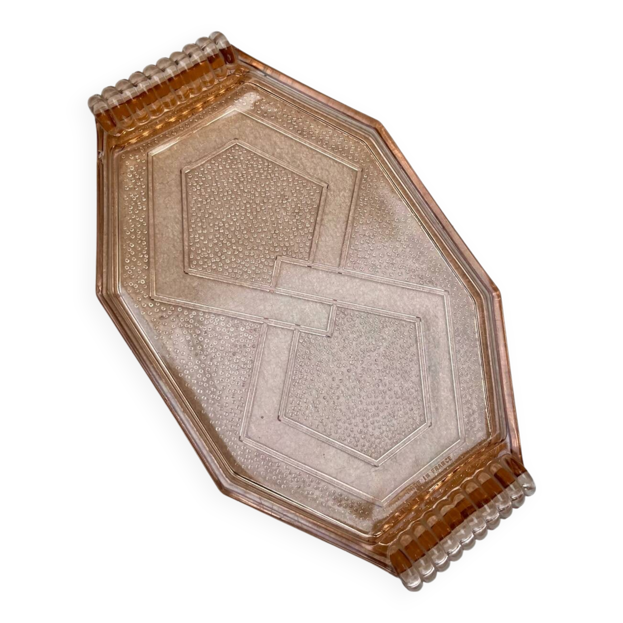 Art Deco pink glass tray
