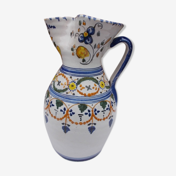 Decorated earthenware pitcher