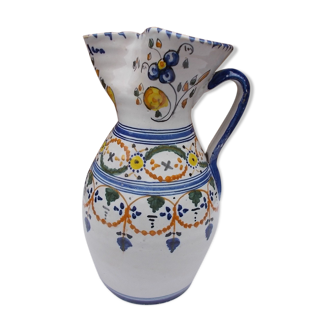 Decorated earthenware pitcher
