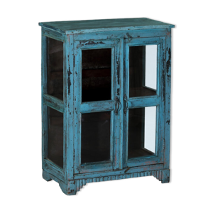 vitrine bleue armoire - bois