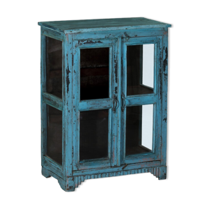 Vitrine bleue armoire buffet vaisselier