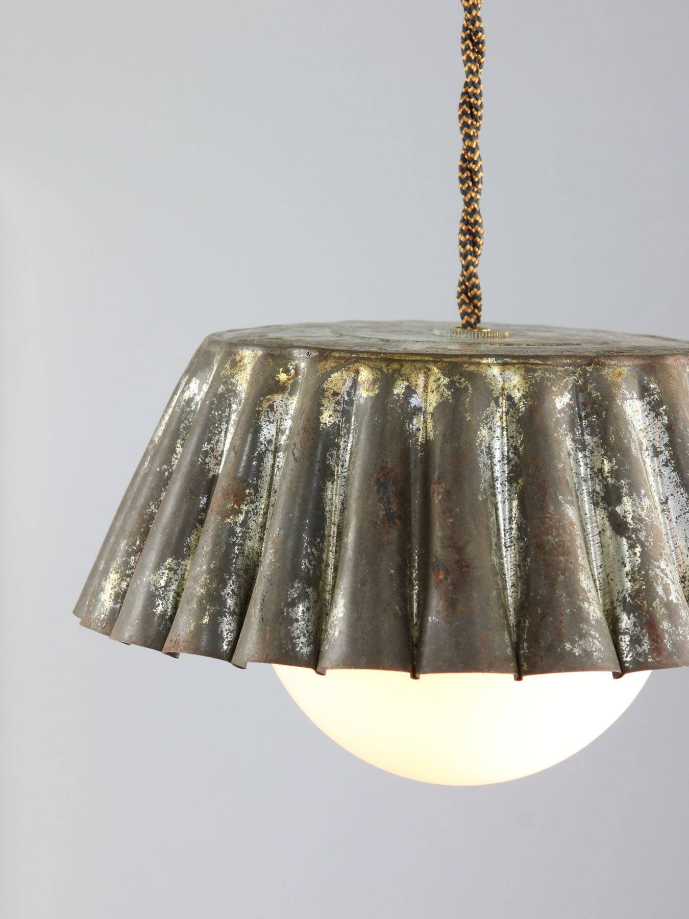 Vintage metal and opaline flower pendant lamp