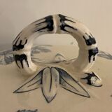 Soupière ravier and dish old blue porcelain Sarreguemines model Groseilles