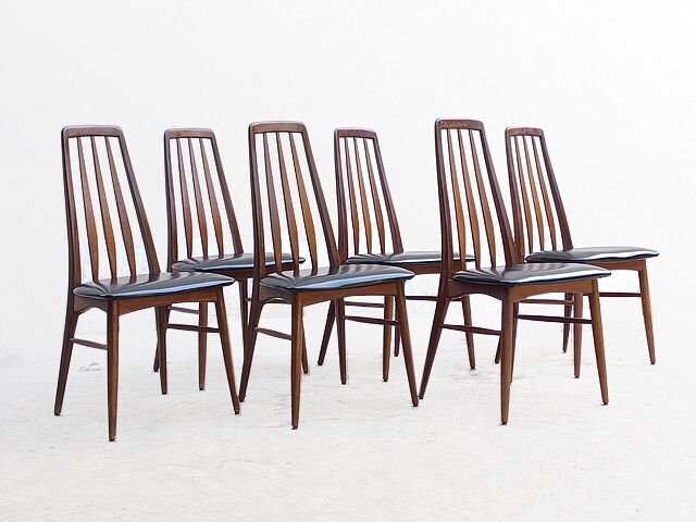 Set of 6 Danish chairs from Niels Koefoed Scandinavian EVA model 1960