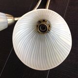 Double fire wall lamp in brass and glass cornet years 50/60