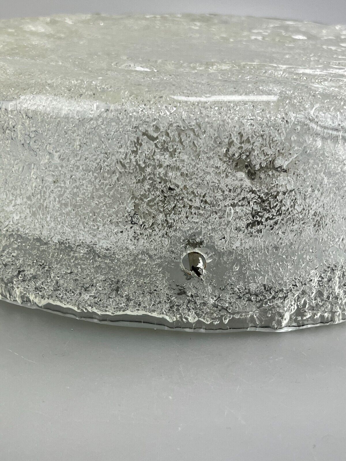 60s 70s lamp light plafoniere flush mount ice glass hillebrand 60s