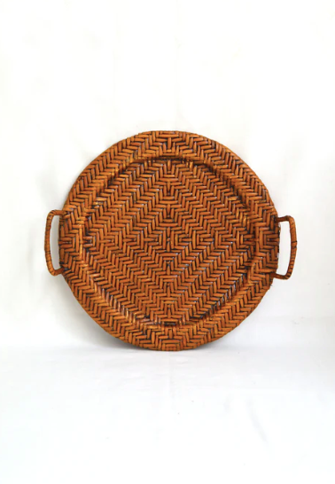 Rattan serving tray