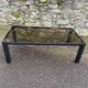 VINTAGE 1970 RECTANGULAR COFFEE TABLE BLACK SMOKED GLASS BROWN