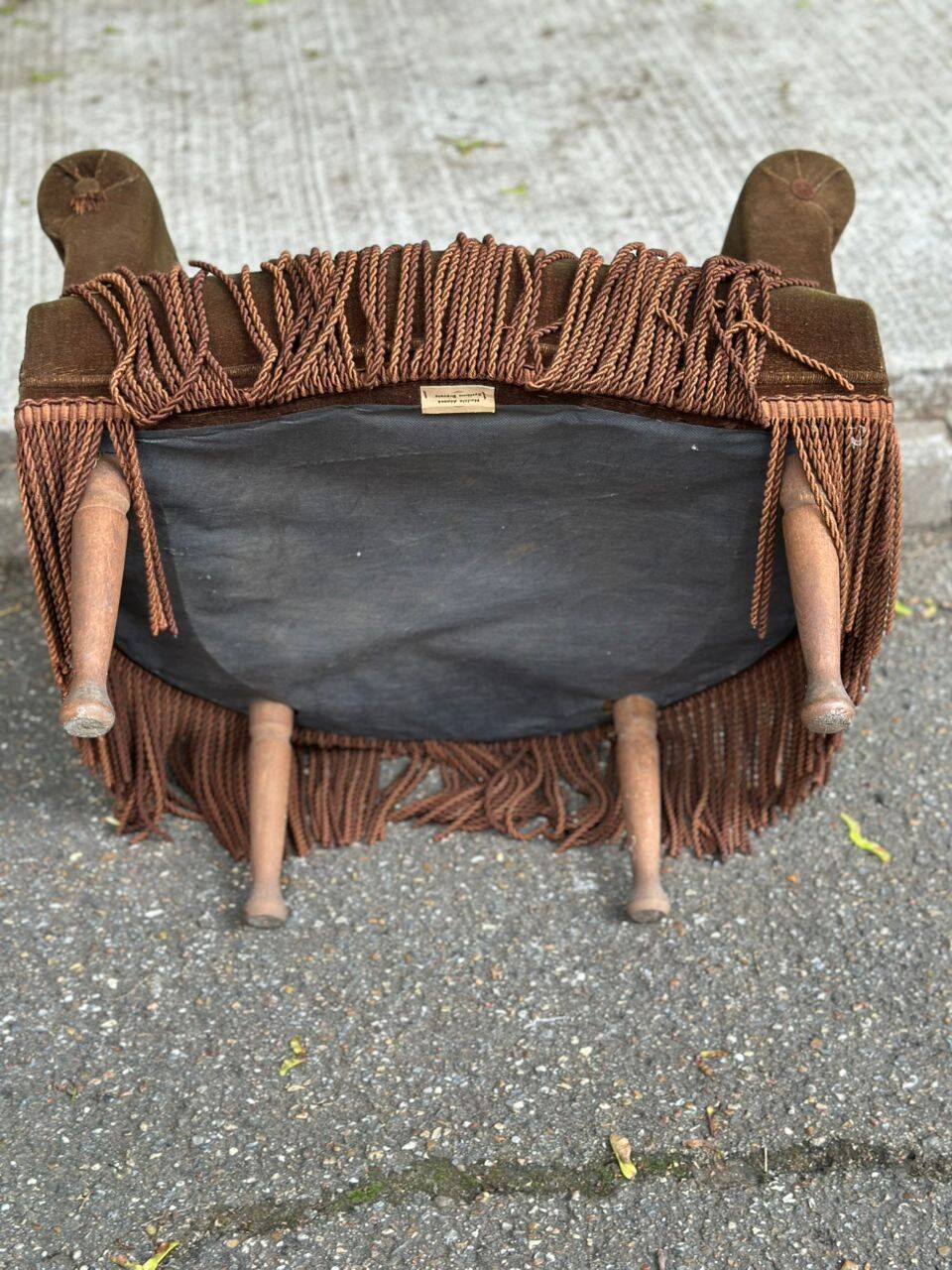 Olive bronze velvet armchair from the 1940s.