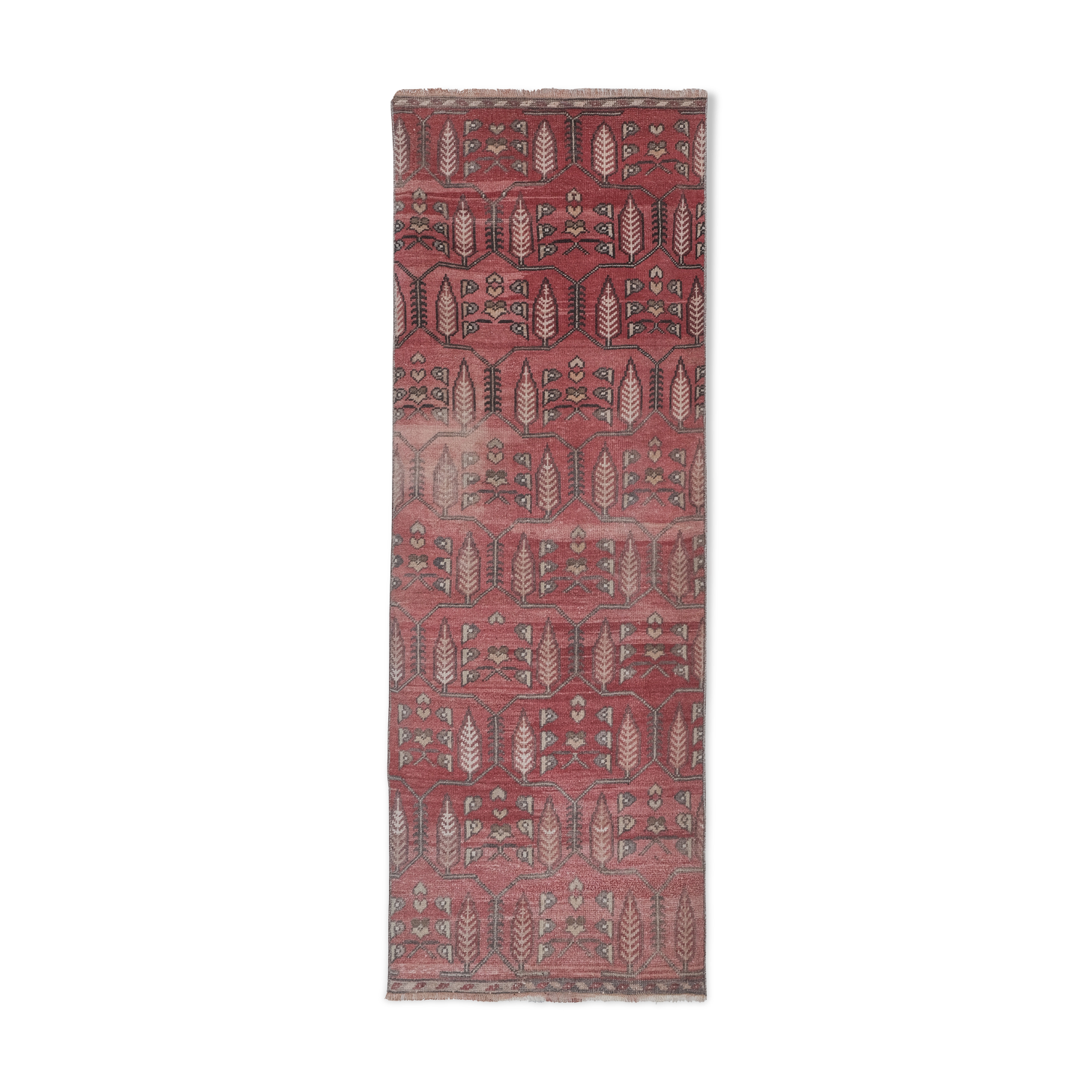 1970s Distressed Tree of Life Pattern Turkish Karapinar Rug 2'6'' x 6'7''