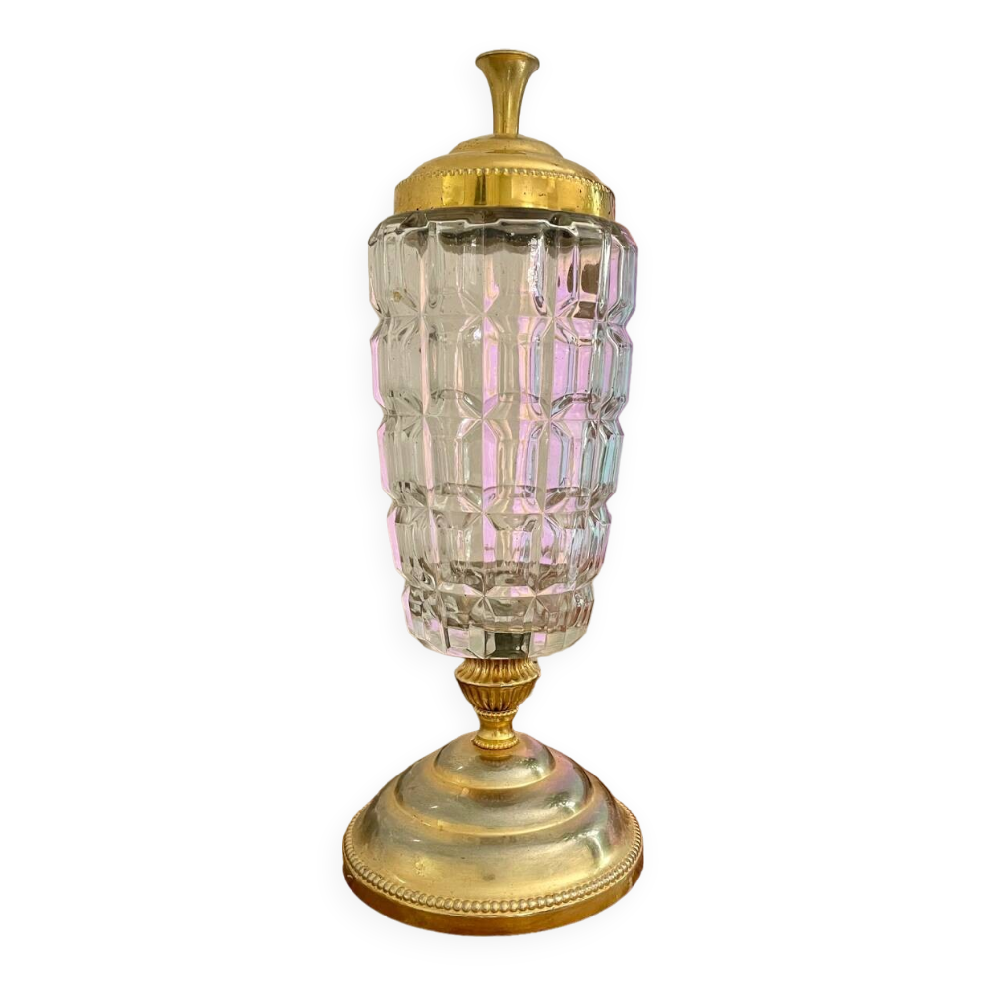 Large glass and gold metal candy box