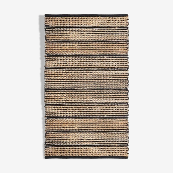 Carpet jute black beige 70x140 cm