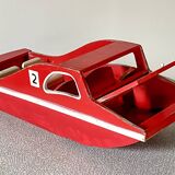 Large wooden canoe from the Joujoulac brand, very rare, vintage toy