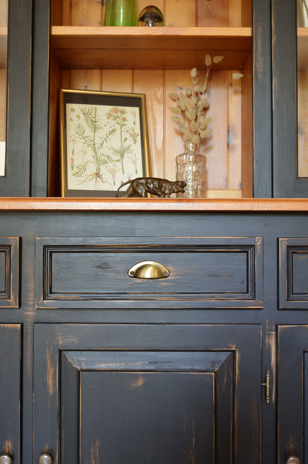 Patinated black cupboard