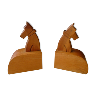 Pair of zoomorphic beech wood bookends