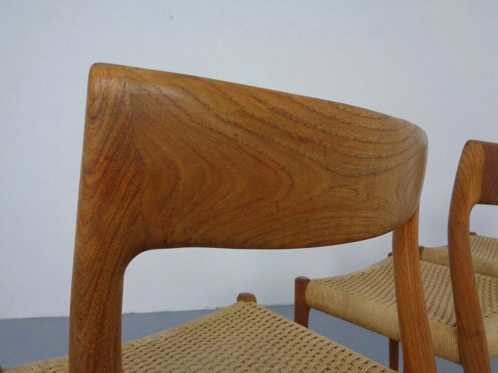 Model 77 Dining Chair in Teak and Papercord by Niels Otto Møller for J.L. Møllers, 1960s